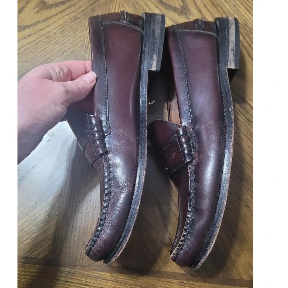 Florsheim Mens Burgundy Leather Penny Loafers Moc Toe Dress Shoes 17058-05 9.5 D